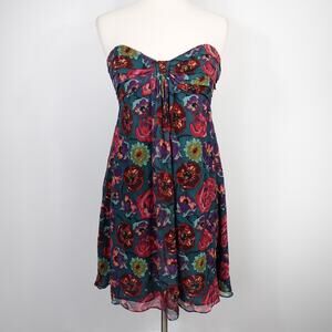 Vintage Betsey Johnson Floral Silk Babydoll Dress